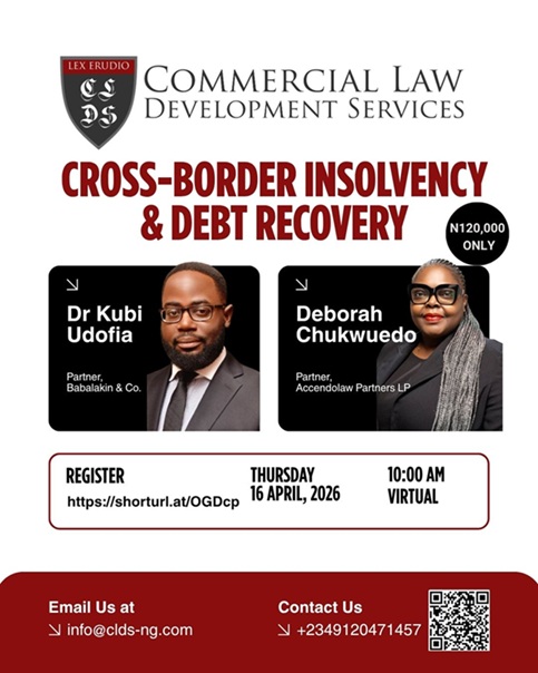 Cross-Border Insolvency and Debt Recovery, April 16, 10 am https://shorturl.at/OGDcp