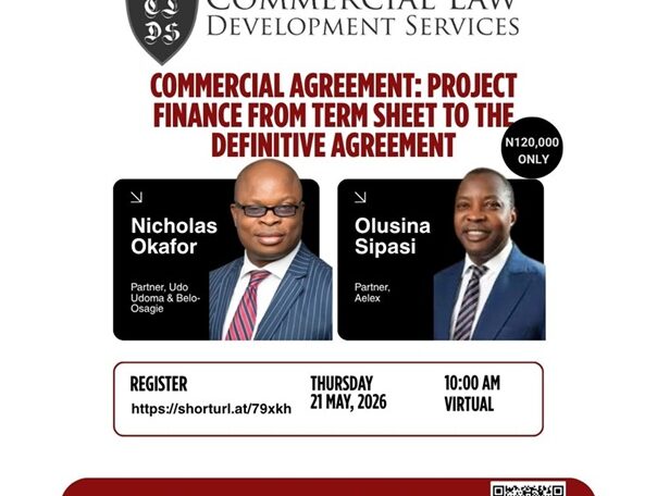 Commercial Agreement: Project Finance from Term Sheet to the Definitive Agreement – May 21, 2026 Time: 10 am https://shorturl.at/79xkh