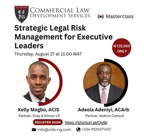Strategic Legal Risk Management for Executive Leaders– August 27, 2026 11 am (WAT), https://shorturl.at/Qp9ij